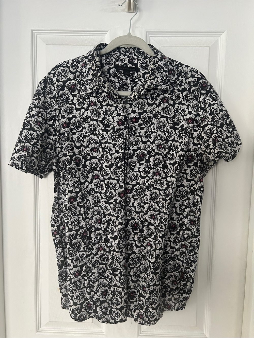 John Varvatos Star USA Monochromatic Floral Short-Sleeve Button-Down Shirt